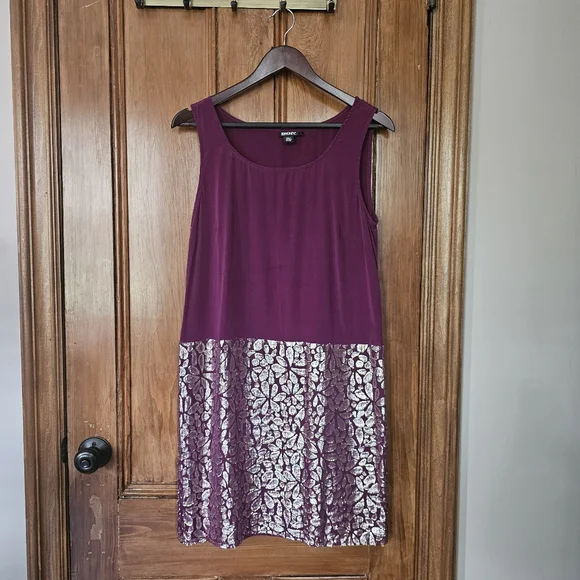 open lace back dress DKNY Purple/Black Sleeveless A-Line Dress main image 0